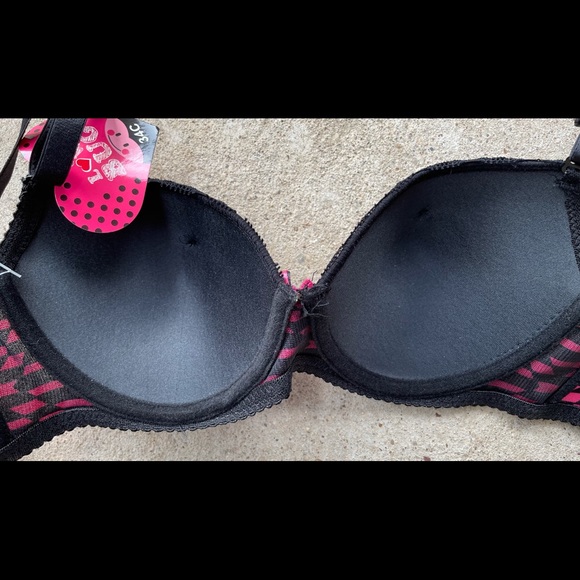 Love Bug Pink & Black Padded Bra 34C NWT - Picture 3 of 4